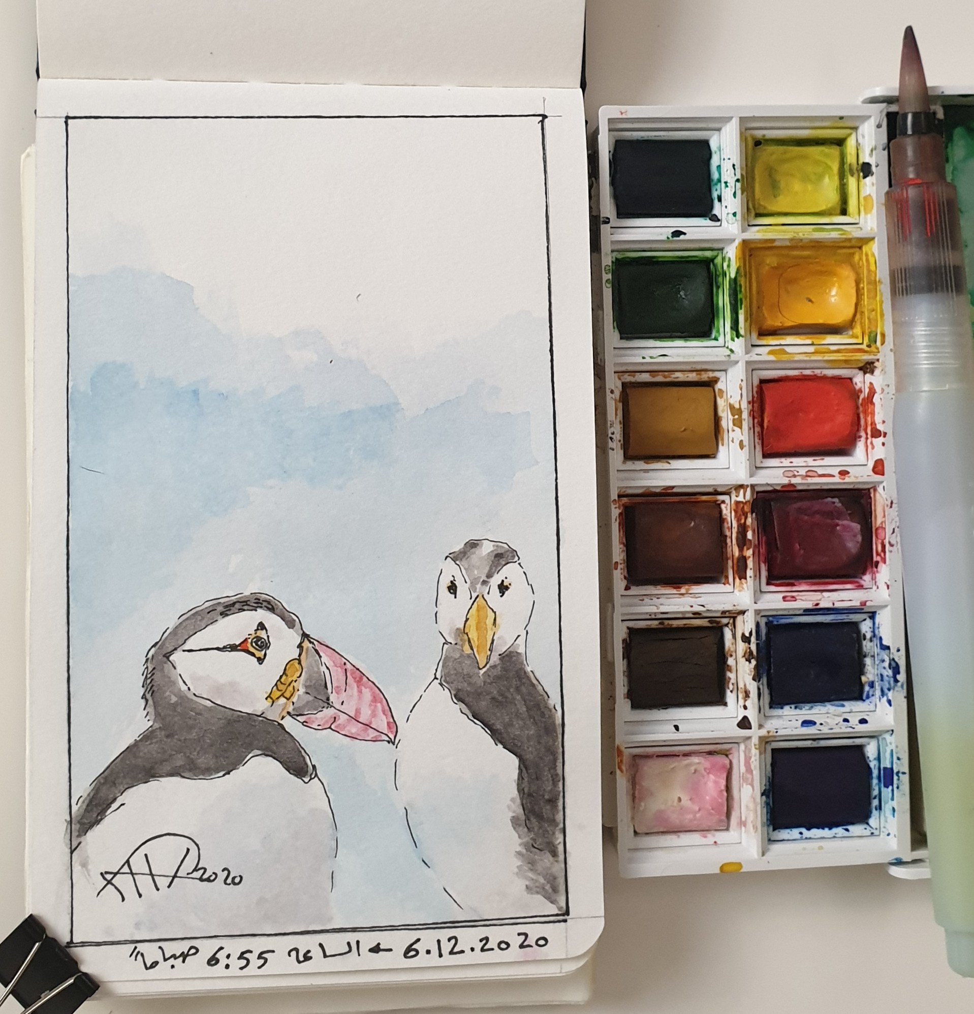 Ali radwani drawing sketch challenge 1hour1sketch pen pencil Coloring watercolor 