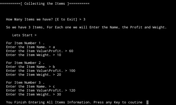 ali radwani python project Knapsack Problem Algorithm