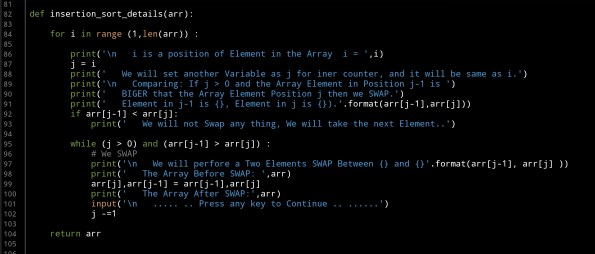 ali radwani ahradwani.com python code project sorting algorithm insertion sort