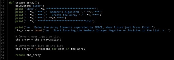 Ali radwani python project code Kadane Algorithm