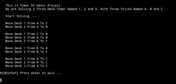 python project code Tower of Hanoi ali radwani